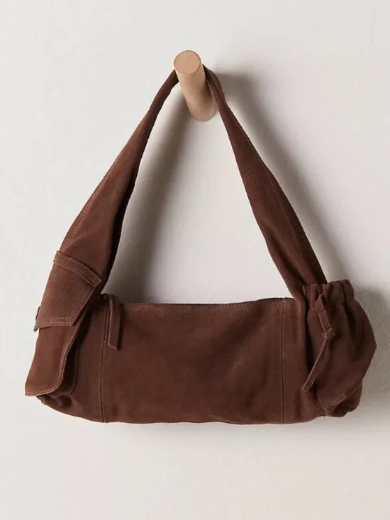 Free People Soto East West Suede Shoulder Bag- Wet Sand Color - Picture 3 of 7